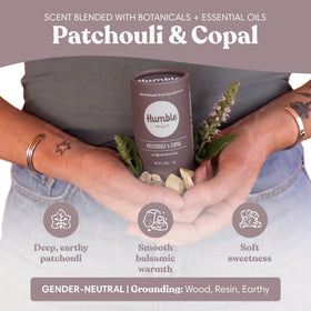 HUMBLE BRANDS paperboard package materials detail, highlighting plastic-free benefit