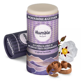 HUMBLE BRANDS front packaging showing rockrose and cedar scent, eco-friendly benefit