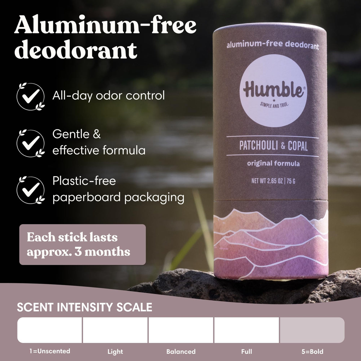 HUMBLE BRANDS close-up of stick texture illustrating smooth application benefit