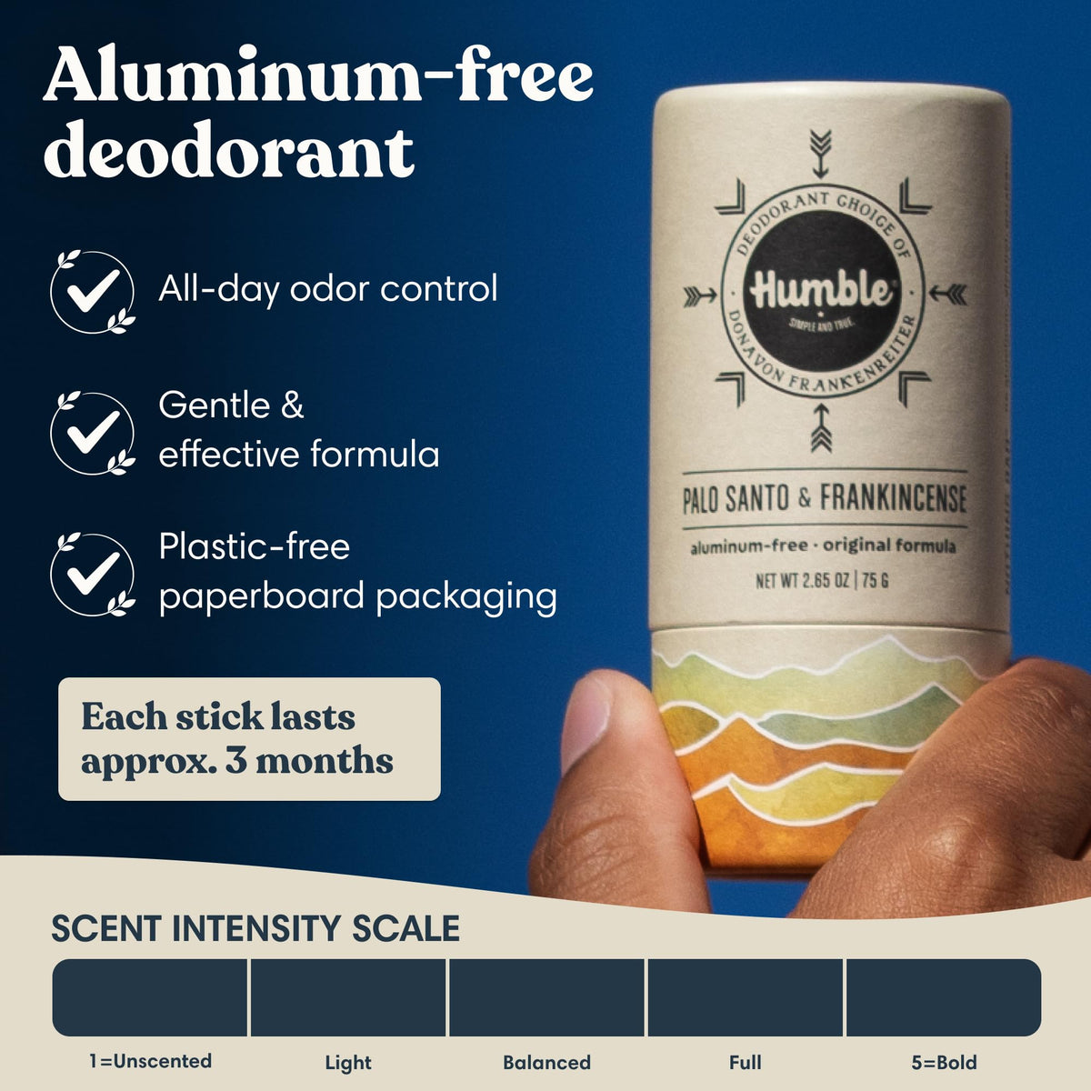 HUMBLE BRANDS close-up texture of deodorant stick demonstrating smooth glide