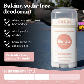HUMBLE SIMPLE AND TRUE open deodorant stick texture close-up showing smooth glide for easy application benefit