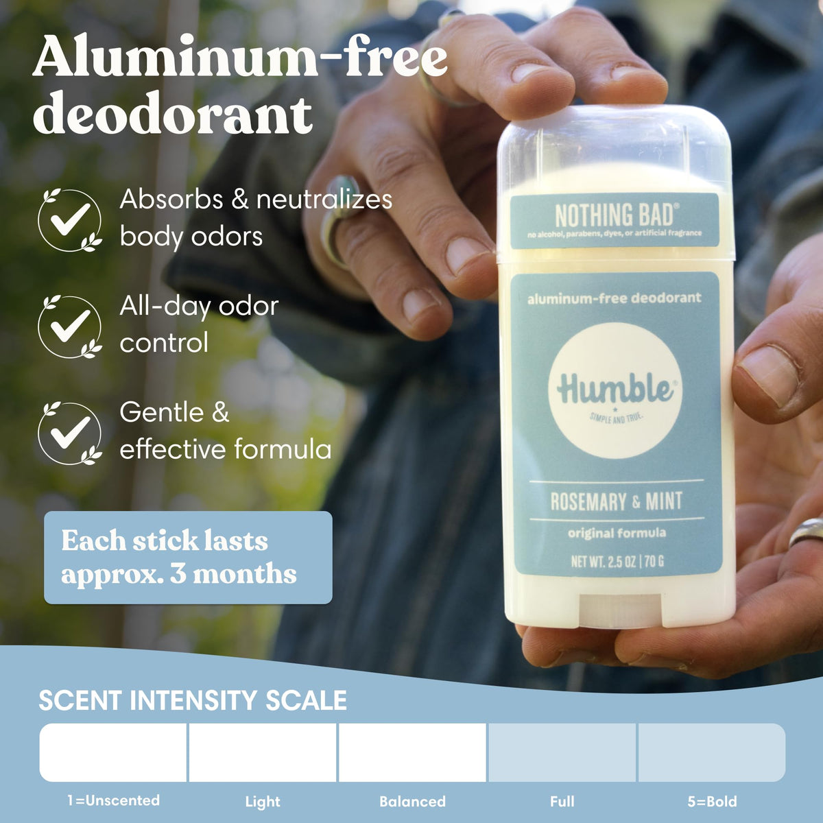 HUMBLE deodorant texture close-up highlights smooth application benefit