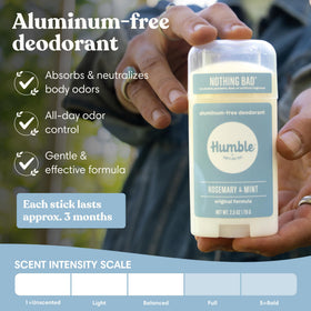HUMBLE deodorant texture close-up highlights smooth application benefit
