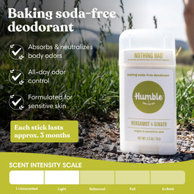 HUMBLE SIMPLE AND TRUE texture close-up of deodorant surface, smooth easy application