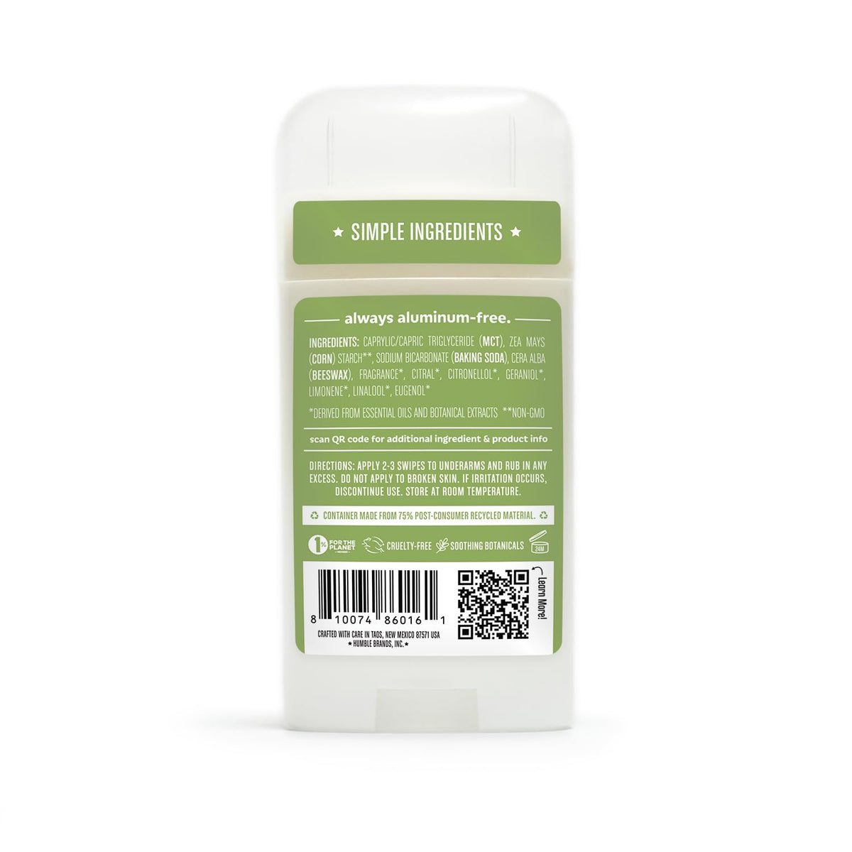 HUMBLE lemongrass and sage botanicals with product highlighting natural scent