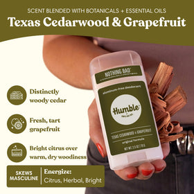 HUMBLE SIMPLE AND TRUE label close-up listing four simple ingredients for transparency