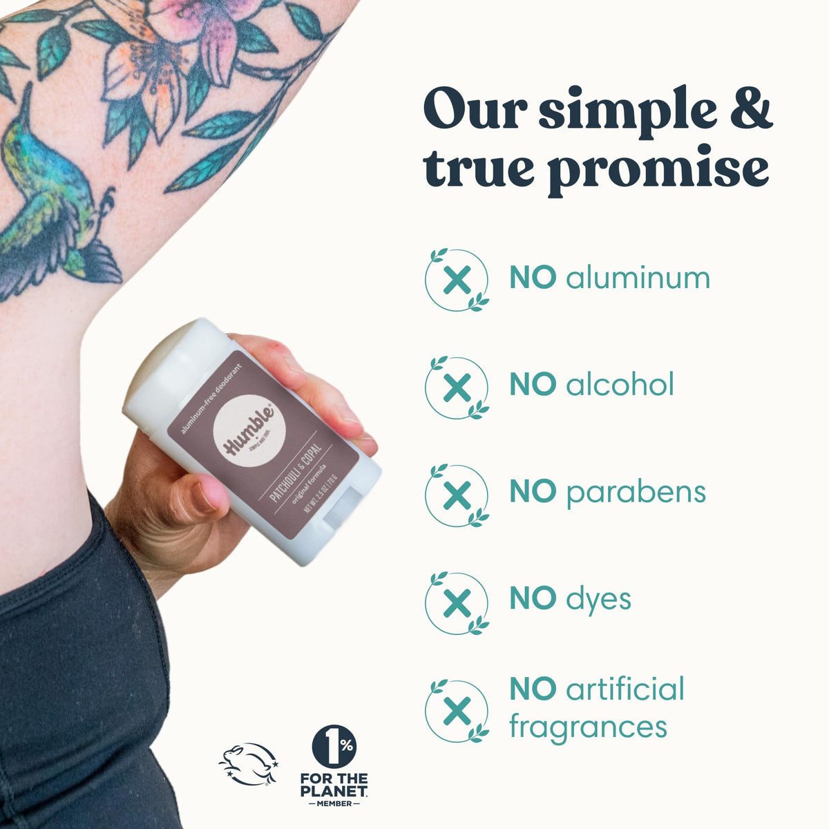 HUMBLE product label highlighting simple four-ingredient formula