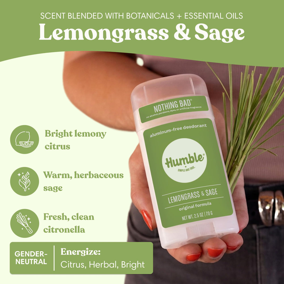 HUMBLE label close-up listing simple four-ingredient formula clearly
