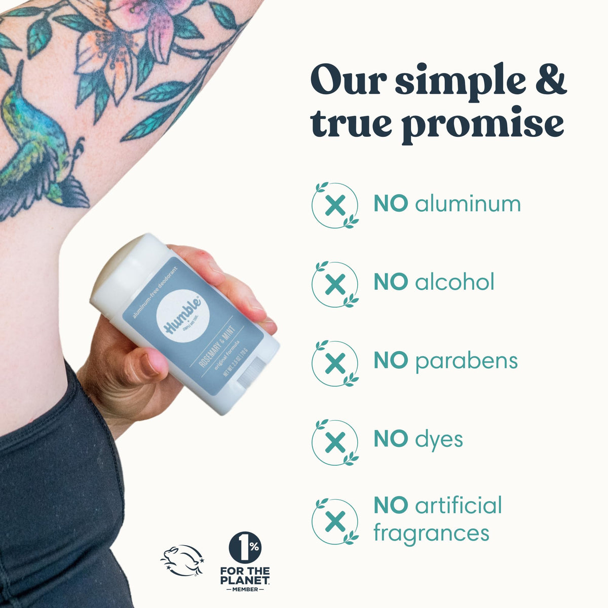HUMBLE label ingredients list visible to show simple clean-ingredient benefit