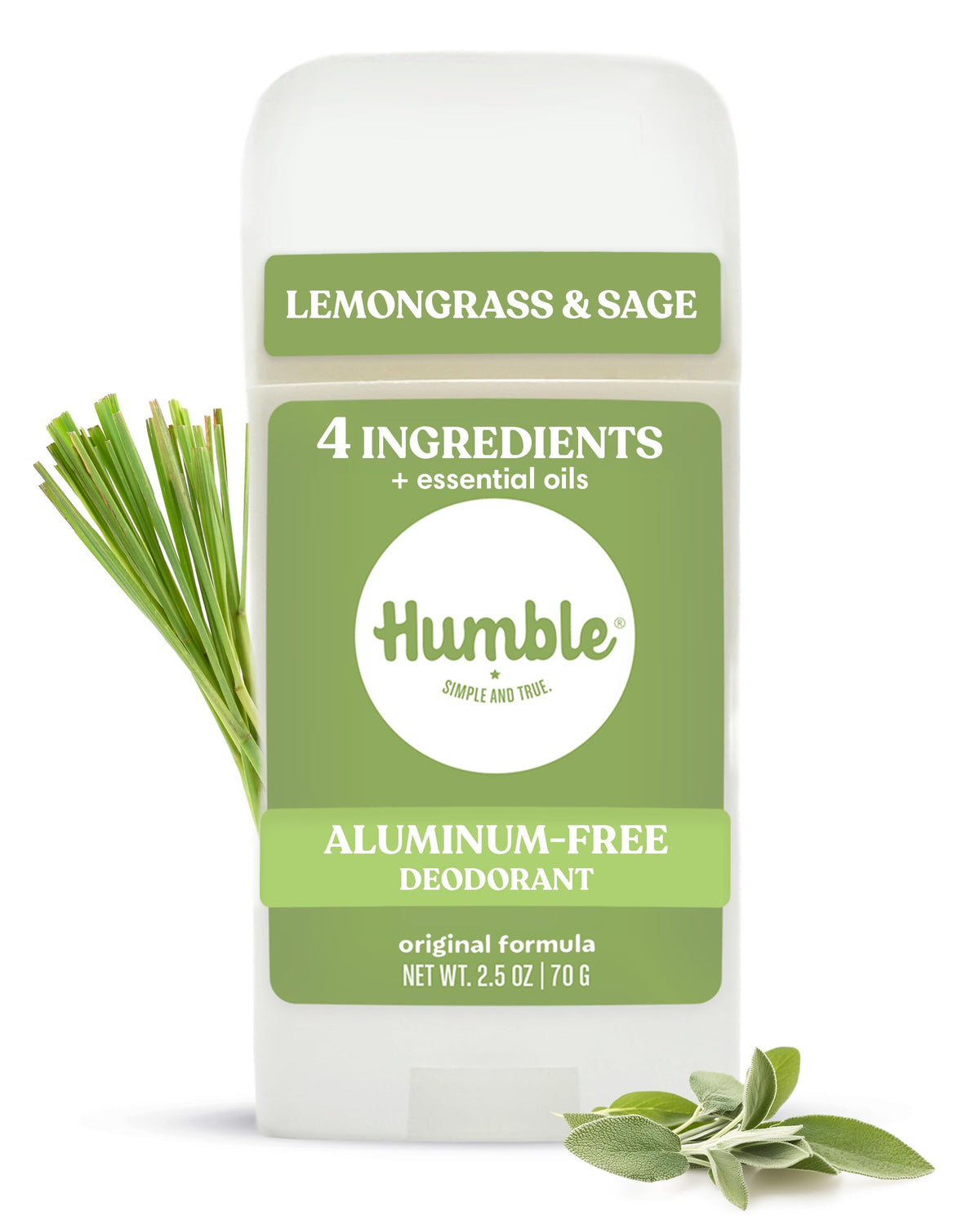 HUMBLE front packaging showing lemongrass sage scent and clean ingredients