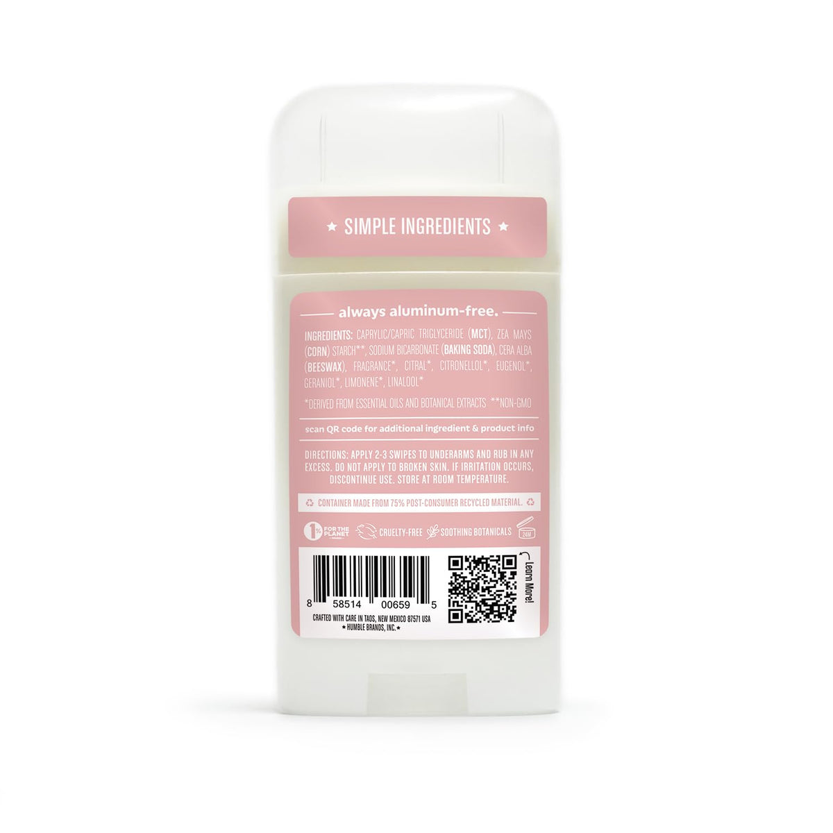 HUMBLE SIMPLE AND TRUE on bathroom shelf in lifestyle setting showing everyday natural routine