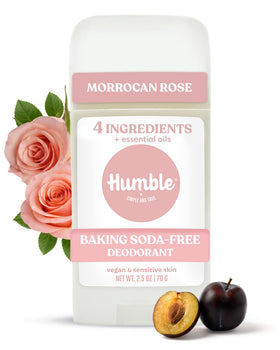 HUMBLE SIMPLE AND TRUE front packaging showing Moroccan Rose stick and clear branding benefit: recognizable clean design