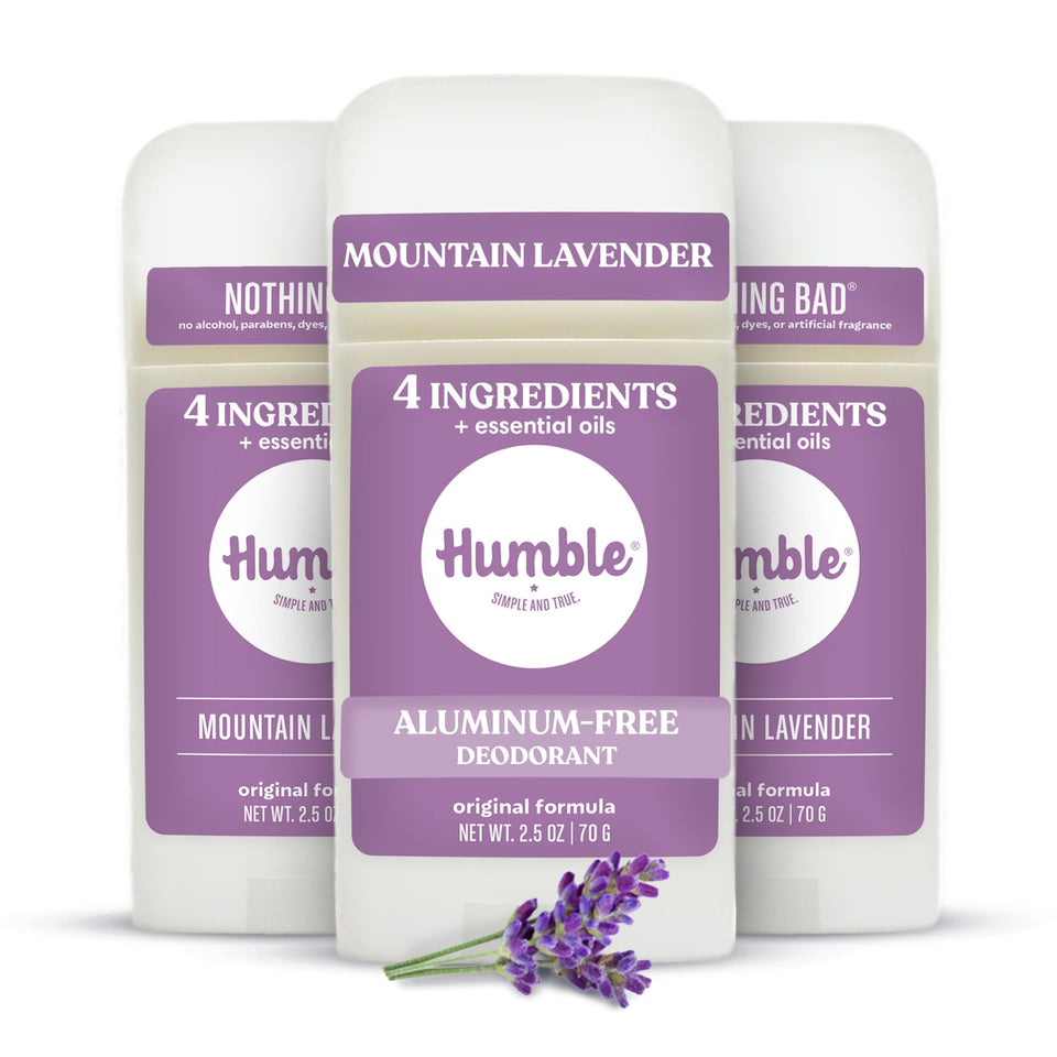 HUMBLE SIMPLE AND TRUE front packaging showing Mountain Lavender scent and benefit