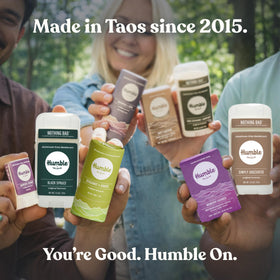 HUMBLE recyclable packaging detail emphasizing eco-friendly and cruelty-free benefit