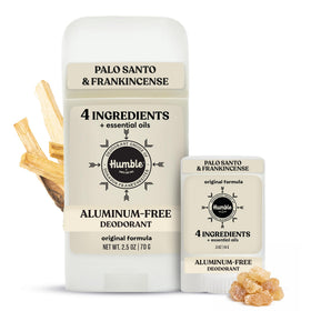 HUMBLE front packaging showing palo santo frankincense scent and benefits