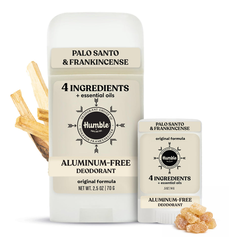 HUMBLE front packaging showing palo santo frankincense scent and benefits