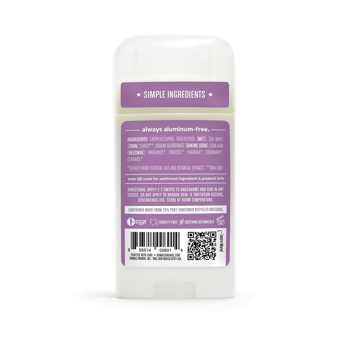 HUMBLE SIMPLE AND TRUE recyclable packaging detail showing eco-conscious materials