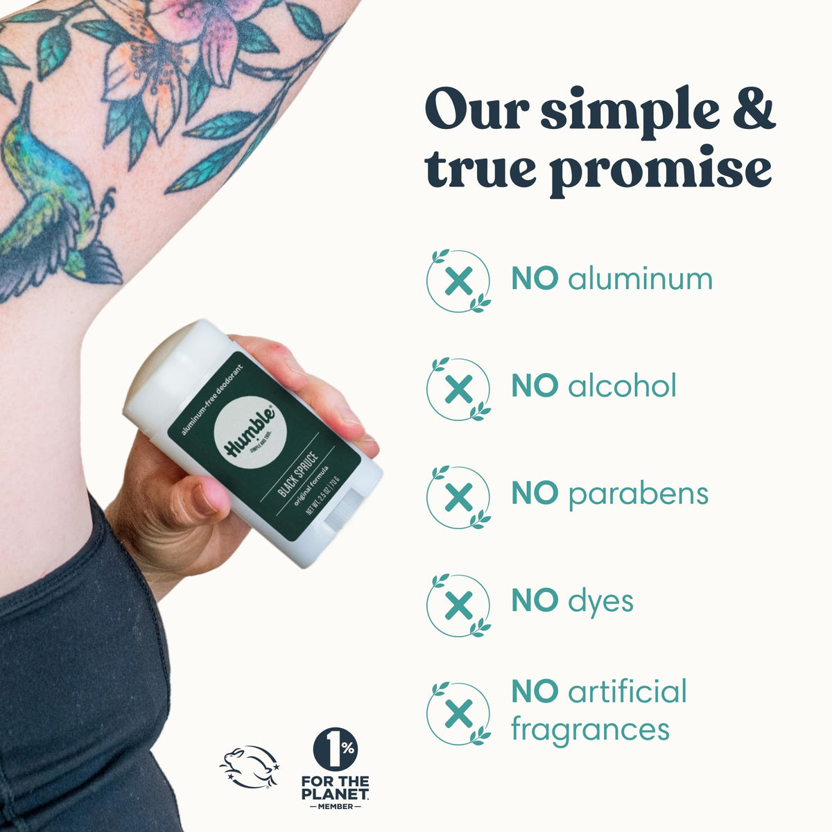 HUMBLE stick in hand during application showing quick, two-swipe odor control