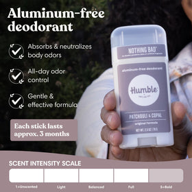 HUMBLE close-up of deodorant stick texture for smooth application