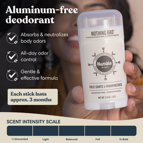 HUMBLE close-up of deodorant stick texture demonstrating smooth application benefit
