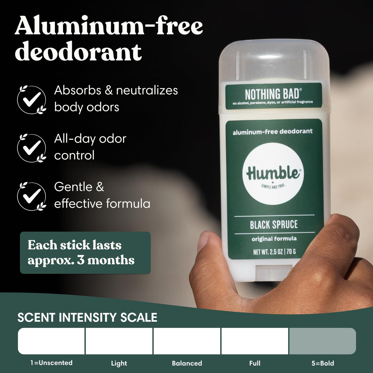 HUMBLE twist-up mechanism detail demonstrating easy, mess-free application benefit