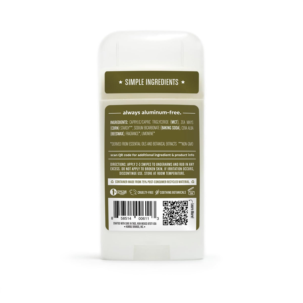 HUMBLE SIMPLE AND TRUE ingredients styled with beeswax and grapefruit showing natural origin