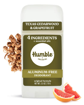 HUMBLE SIMPLE AND TRUE front pack showing cedarwood grapefruit scent and clean design