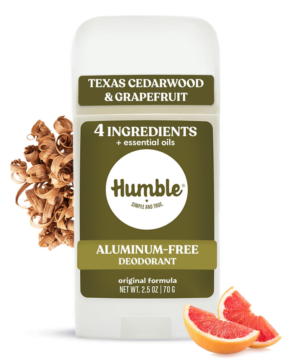 HUMBLE SIMPLE AND TRUE front pack showing cedarwood grapefruit scent and clean design