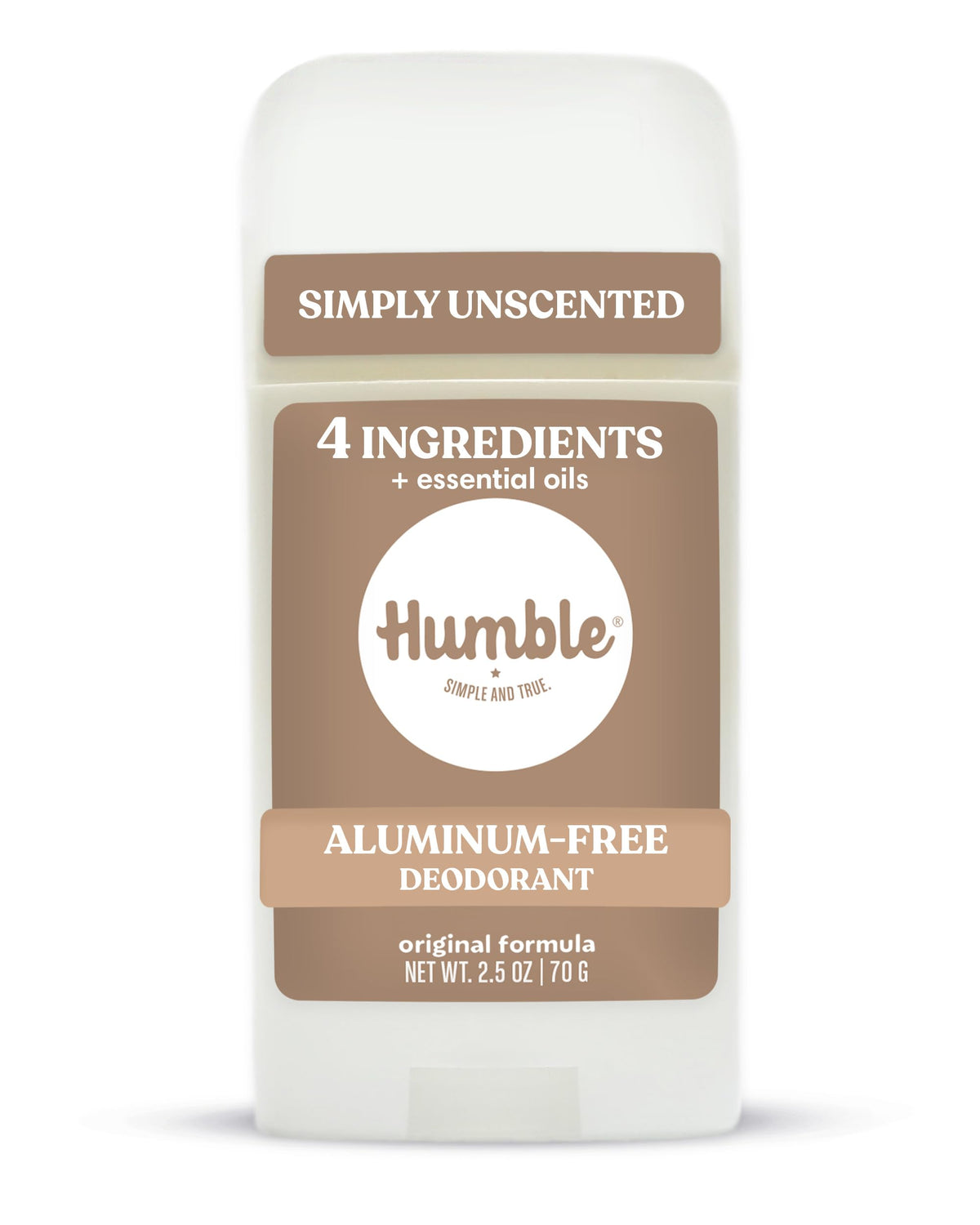 Humble Simple And True front packaging showing clean aluminum‑free benefits
