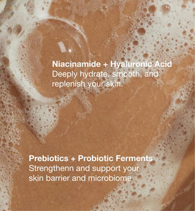 HUME SUPERNATURAL lather on hand demonstrating rich, cleansing foam