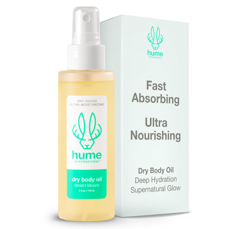 HUME SUPERNATURAL front packaging showing spray bottle and benefits