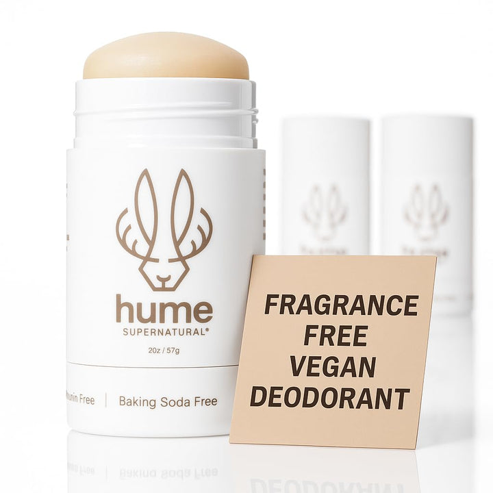 HUME SUPERNATURAL front packaging showing neutral design and clean-ingredient benefit