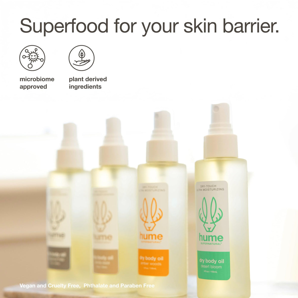 HUME SUPERNATURAL label close-up showing clean, non-toxic ingredient list