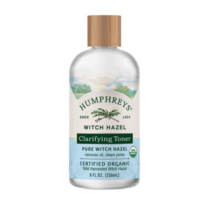 Humphreys bottle front view showing organic toner, clear skin refresh benefit