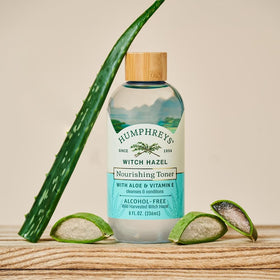 Humphreys bottle on bathroom counter in lifestyle scene for everyday routine use