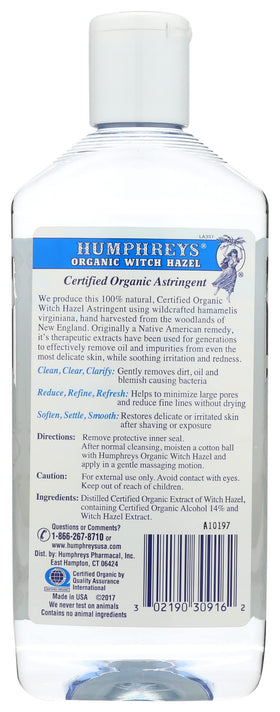 Humphreys back label close-up detailing ingredients and usage benefits