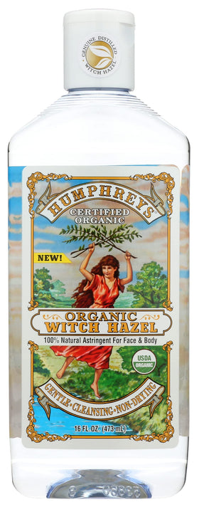 Humphreys front bottle view showing organic witch hazel for gentle toning