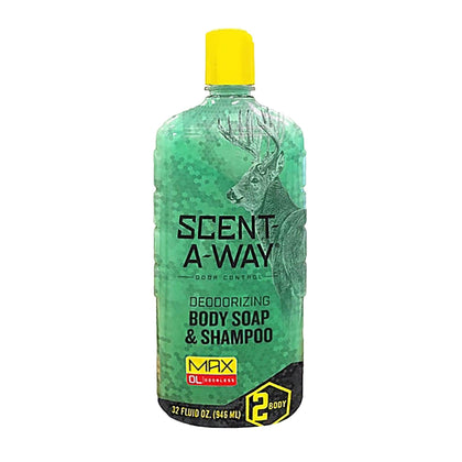 Hunters Specialties Scent-A-Way MAX front label showing bottle and size, helps minimize human scent