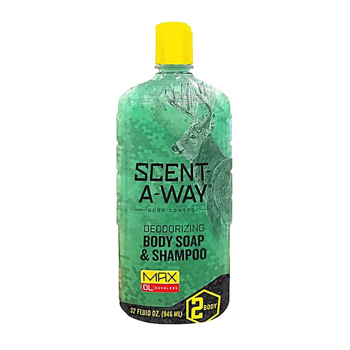 Hunters Specialties Scent-A-Way MAX front label showing bottle and size, helps minimize human scent