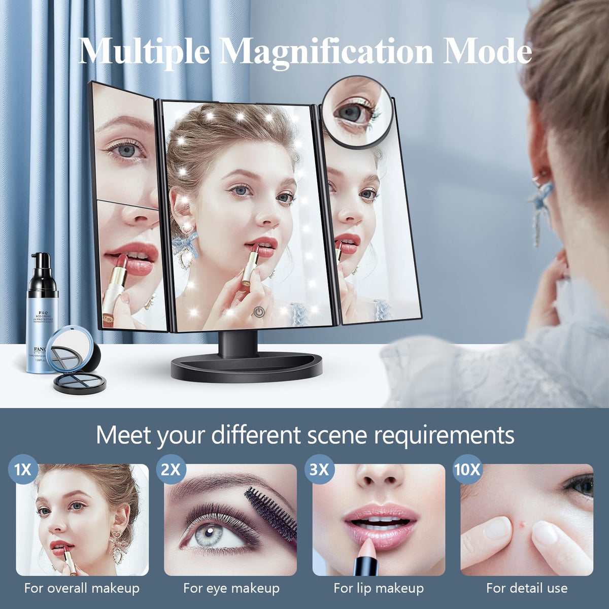 HUONUL closeup of touch control panel demonstrating easy brightness adjustment for convenience