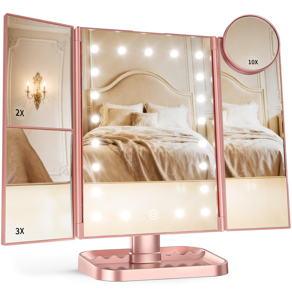 HUONUL front view lighted vanity mirror shows full-face illumination and clear reflection