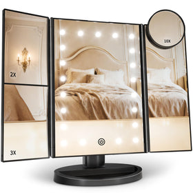 HUONUL front view of lit vanity mirror showing clear face lighting and benefit of accurate makeup