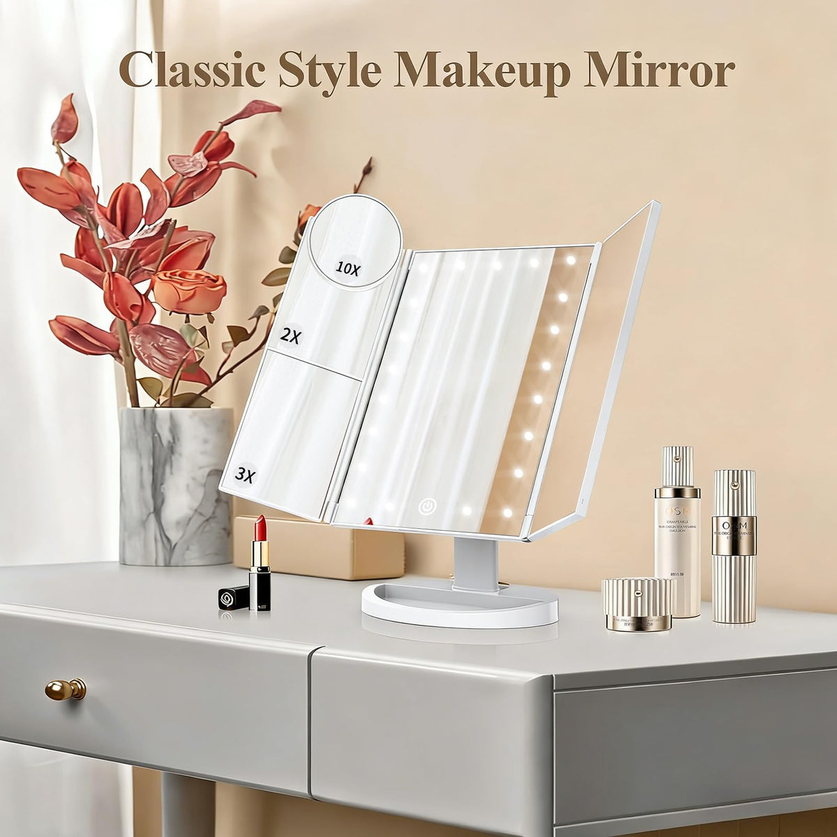 HUONUL vanity scene with mirror styled on dresser for daily routines