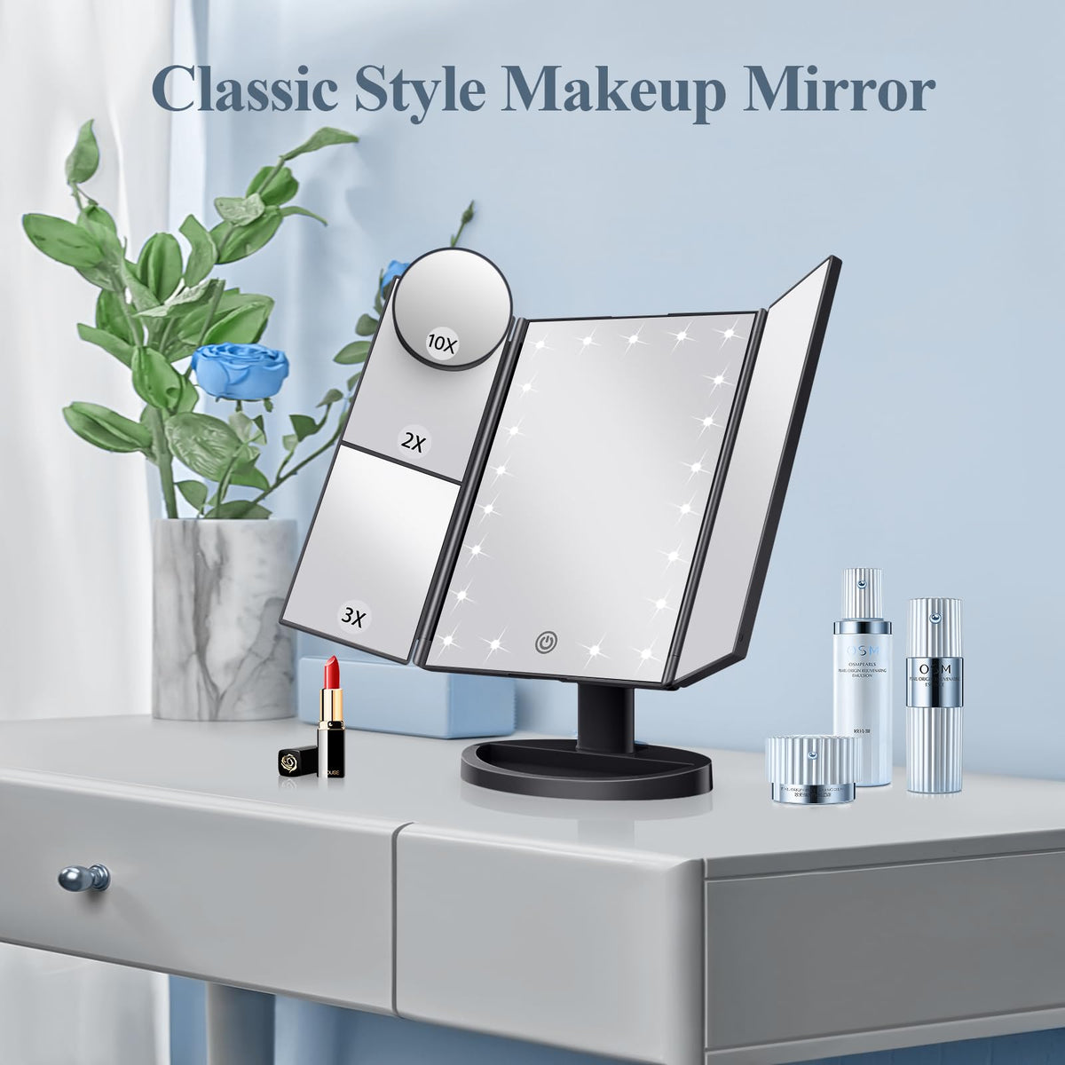 HUONUL mirror on vanity in bedroom demonstrating everyday use and tasteful decor fit