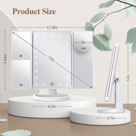 HUONUL mirror next to a ruler showing compact size and easy storage