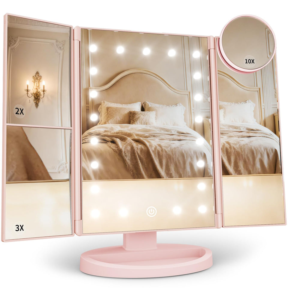 HUONUL mirror front view showing balanced lighting for flawless makeup