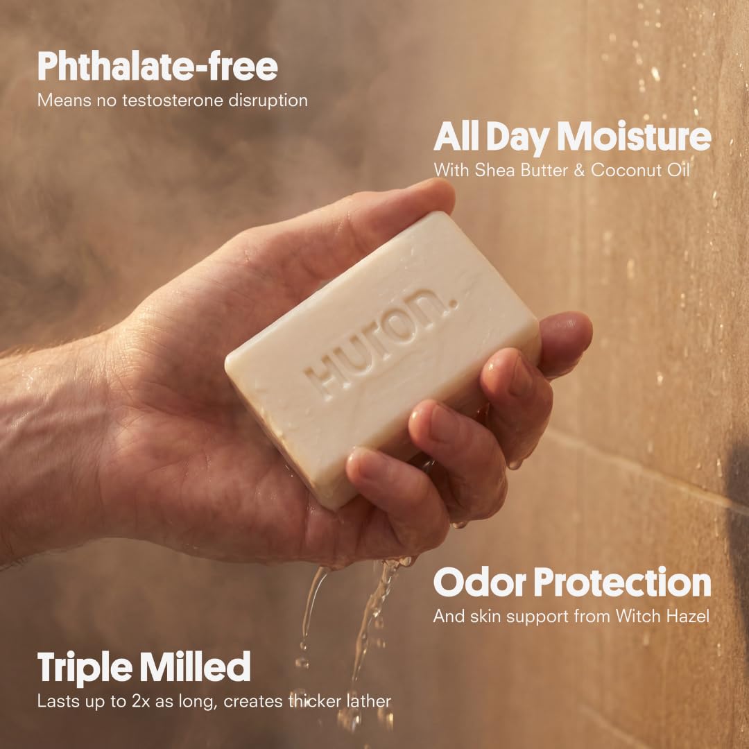 Huron single 5 oz bar top view showing smooth shape and branded engraving