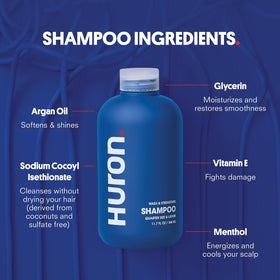 Huron in-shower use of product rinsing hair for refreshed, hydrated finish