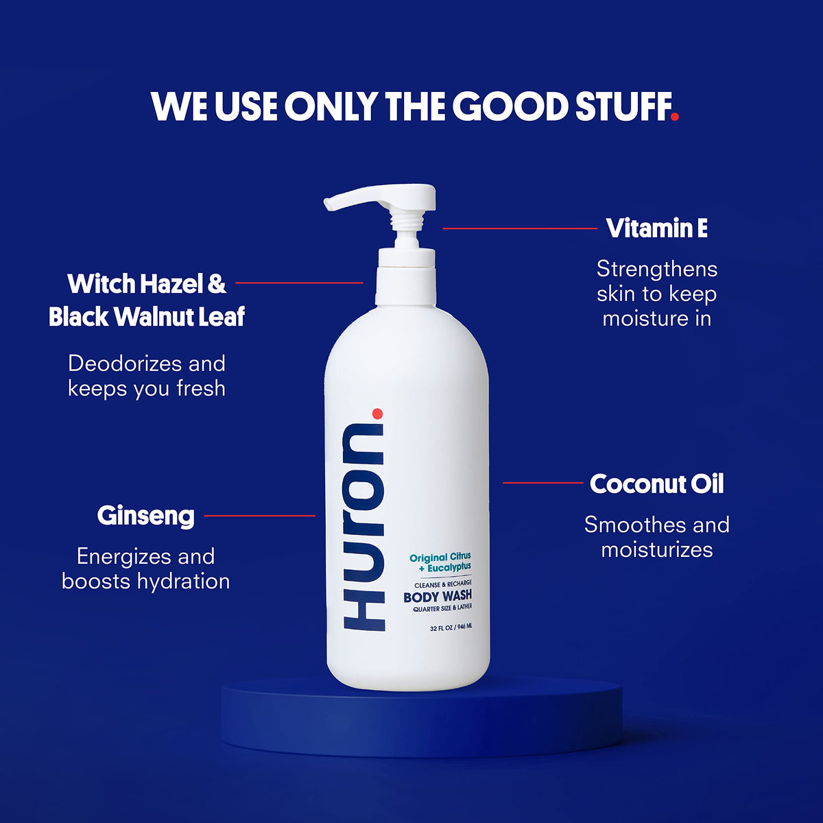 Huron pump dispensing gel illustrating easy one-handed use benefit