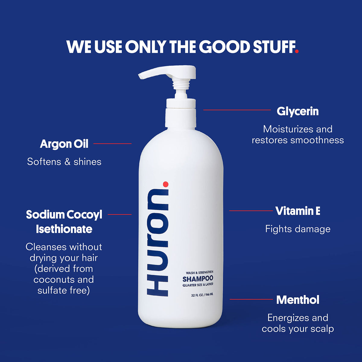 Huron shampoo lathering foam on hand demonstrating gentle cleansing action